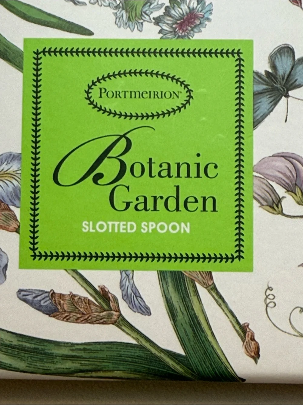 Portmeirion Botanic Garden Slotted Serving Spoon Pansy Purple 10” NIB BG78078